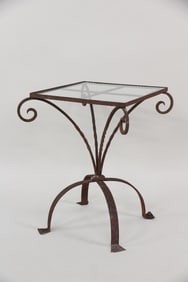 Wrought Iron & Glass Outdoor Garden Side Table