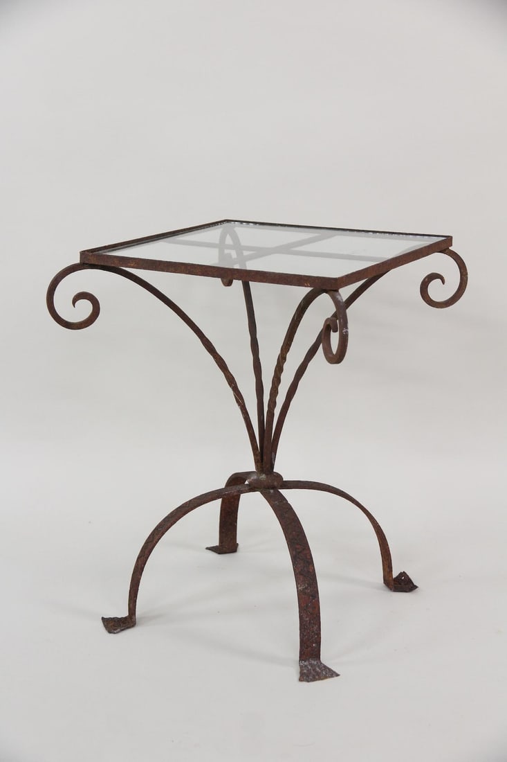 Wrought Iron & Glass Outdoor Garden Side Table (1 of 11)