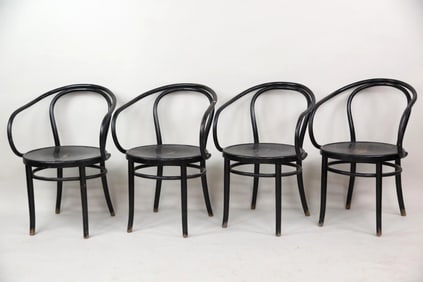 Set of 4 Bentwood Chairs, Style of Josef Hoffman for Thonet