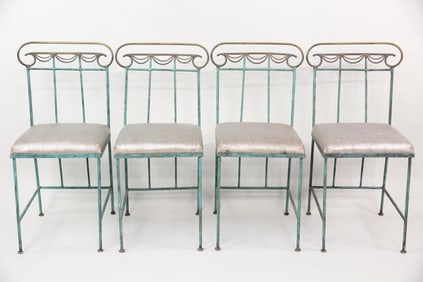 Set of 4 Patinated Mixed Metal Chairs by Mario Villa