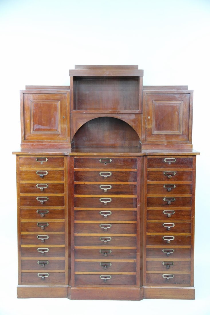 Large 30-Drawer Wooden Step Back Apothecary Cabinet (1 of 12)