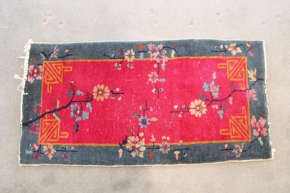 Chinese Art Deco Rug, Flowers & Branches