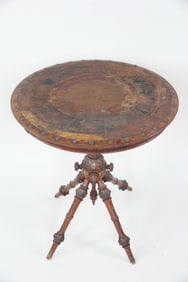 Aesthetic Movement Intaglio Decorated Parlor Table, Manner of Hunzinger