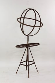 A.R. Gately Folk Art Iron Sculpture, Sphere and Wheel