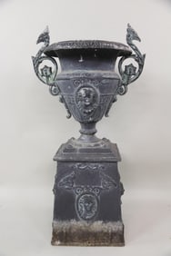 Cast Aluminum Medici Urn Planter on Stand with Griffins