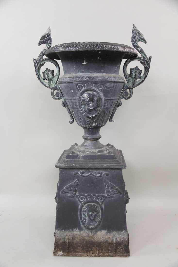 Cast Aluminum Medici Urn Planter on Stand with Griffins (1 of 18)