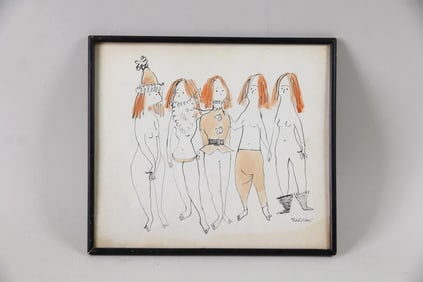 Line Drawing Illustration, 5 Red-Haired Women
