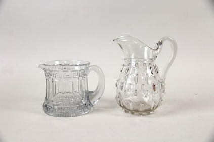 Pair of Clear Glass Pitchers, Heisey & Cleat Quart