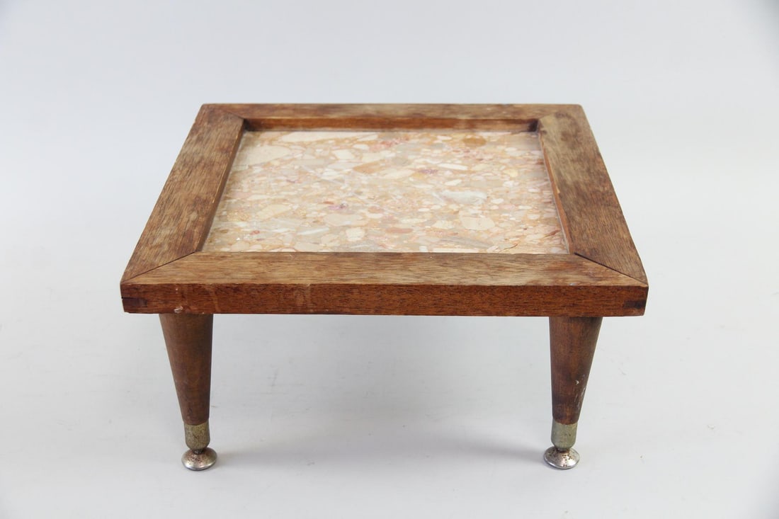 Low Wood & Stone Side Table, Plant Stand (1 of 8)