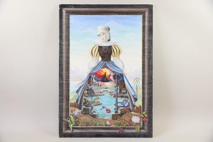 Surrealist Painting, Woman & Fantastical World, Agnes Boulloche