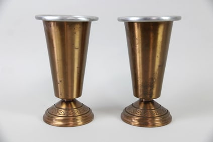Pair of Metal Flower Vases or Chalices made by Excelsis