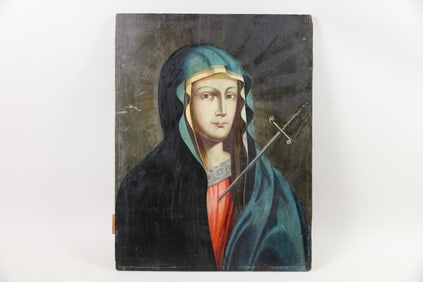 Mater Dolorosa 18th Century Oil on Wood Panel