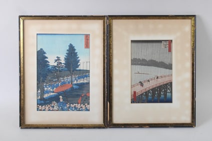 Pair of Japanese Woodblock Prints, Kuniteru & Hiroshige