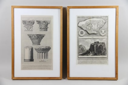 Pair of Framed Antique Architectural Prints, Giovanni Battista Piranesi