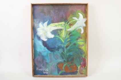 Huddee Herrick Outsider Painting of White Lilies