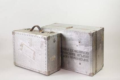 Lot of 2 Aluminum Suitcases used in Film Production