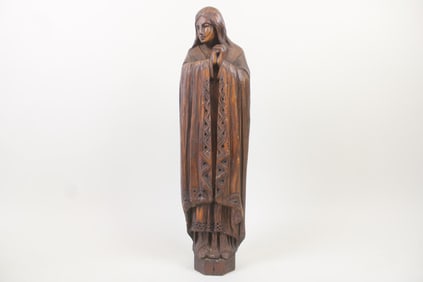 Carved Wooden Statue of a Woman, Virgin Mary