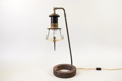 Industrial Rusted Metal Lantern Style Table Lamp