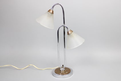 Chrome Double Arm Lamp, Art Deco, Markel Style