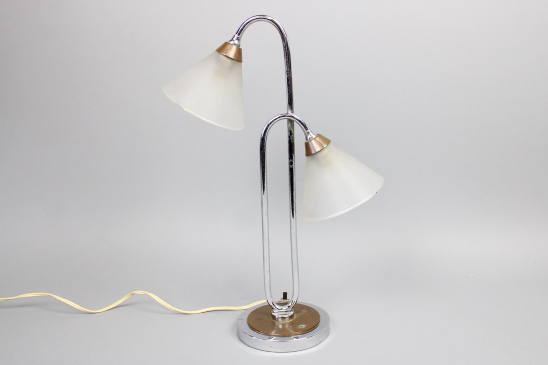 Chrome Double Arm Lamp, Art Deco, Markel Style (1 of 10)