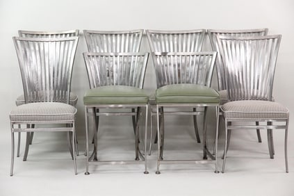 Set of 6 Brushed Metal Chairs & 2 Stools, Shaver Howard