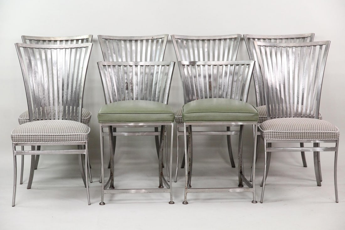 Set of 6 Brushed Metal Chairs & 2 Stools, Shaver Howard (1 of 13)