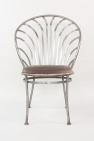 Arthur Umanoff Steel Scallop Chair with Velvet Seat