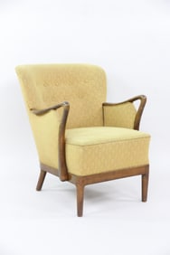 Danish Modern Chenille Lounge Chair Slagelse Mobelvaerk