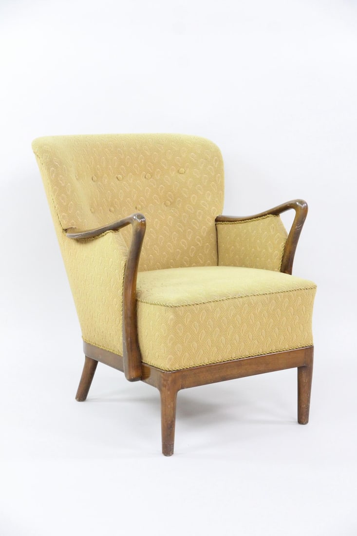 Danish Modern Chenille Lounge Chair Slagelse Mobelvaerk (1 of 11)