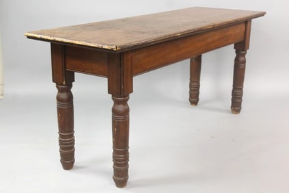 6 Ft Farm Harvest Table with Chunky Turned Legs