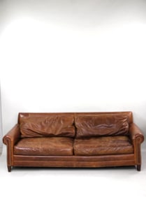 Restoration Hardware Brown Leather Sofa