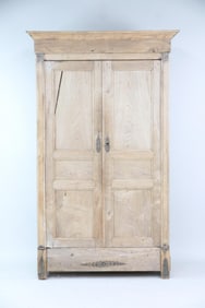 French Provincial Cerused Oak Storage Cabinet with Bronze Accents