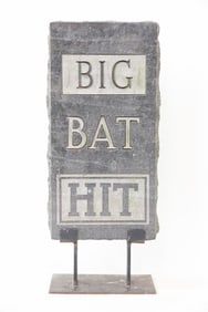 Big Bat Hit Carved Granite Baseball Sculpture