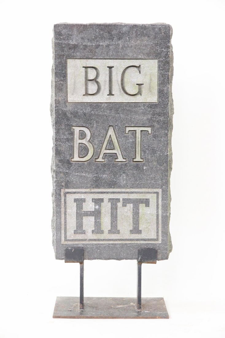 Big Bat Hit Carved Granite Baseball Sculpture (1 of 5)