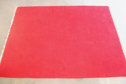 Red Wool Shag Rug, Moroccan Berber Style, 10 x 14 Ft.