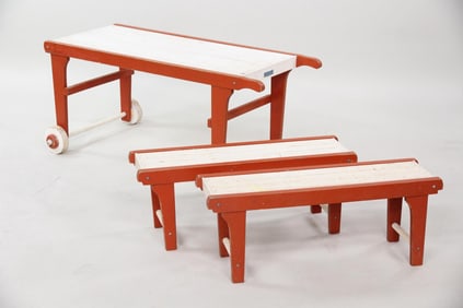 Sun Dodger Red & White Child's Wood Picnic Set
