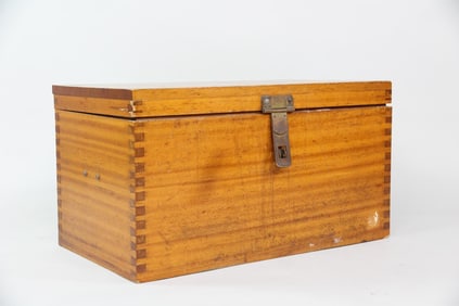 Wooden Storage Trunk with Brass Hinges