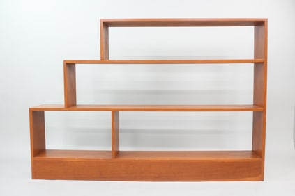 Mid-Century Modern Waterfall Display Wooden Bookcase