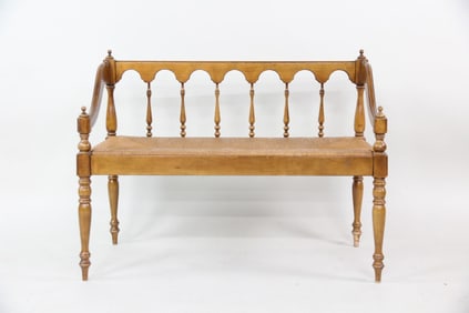 Low Rise Rush Seat Wooden Hall Bench