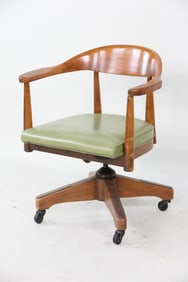 Mid-Century Modern Wooden Rolling Office Chair