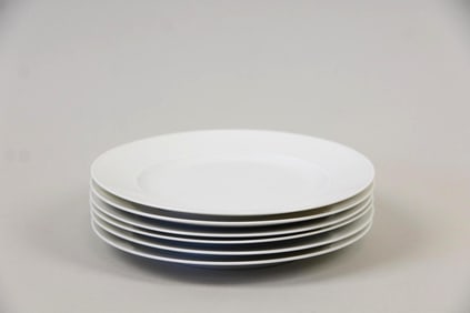 Set of 6 Plain White Porcelain Plates, Rosenthal