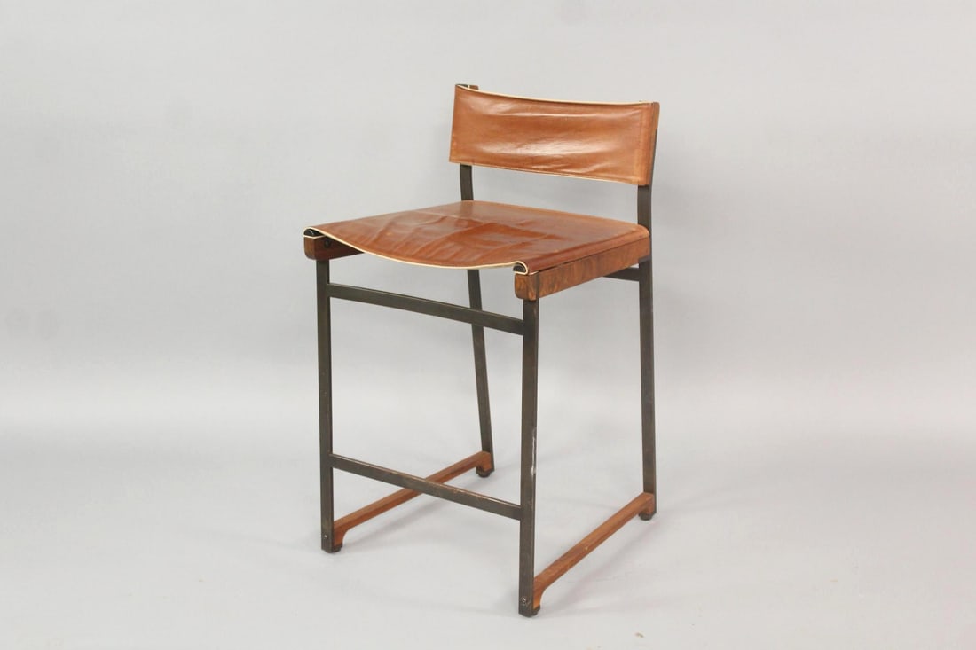 TOKENYC "Catenary" Leather & Steel Bar Stool (1 of 15)