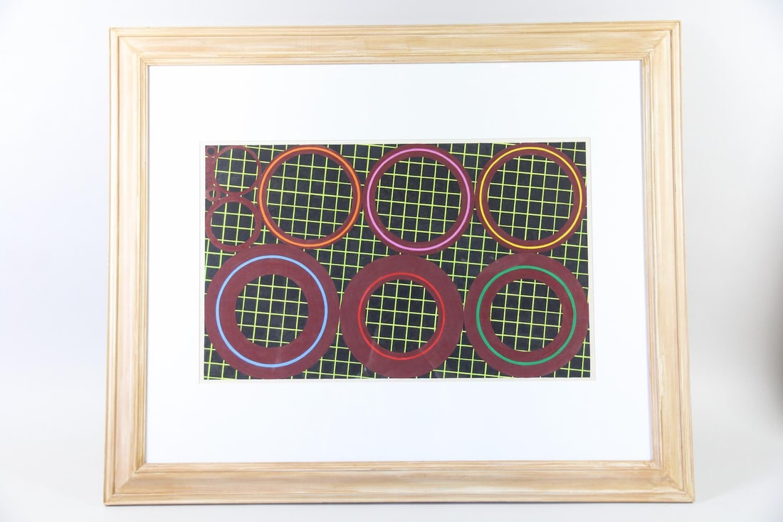 Richard Hennessy Geometric Painting, Grid & Circles
