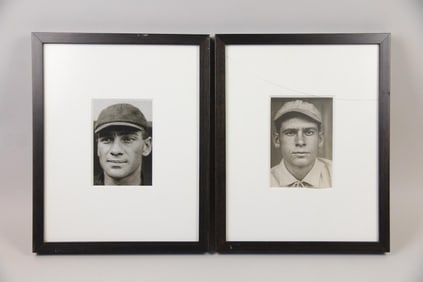 Pair of 1920's B&W Portraits, Young Men in Hats, Paul Thompson