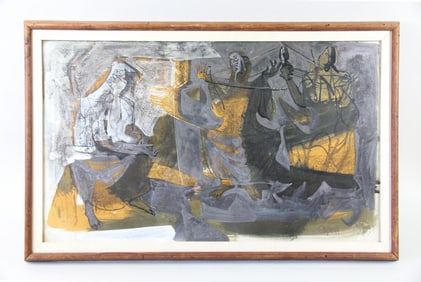 Abstract Tempera Painting, "Fates" by William Howard Calfee, 1949