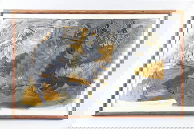 Abstract Tempera Painting, "Fates" by William Howard Calfee, 1949