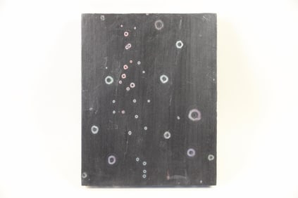 Abstract Black Acrylic Painting with Floating Rings
