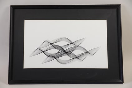 Framed B&W Optical Art, Rhythmogram Print
