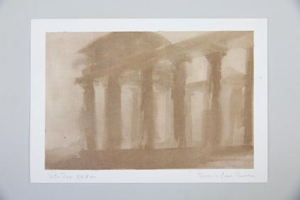 Atmospheric Watercolor Painting, Ancient Greek "Tempio di Ceres, Paestum"