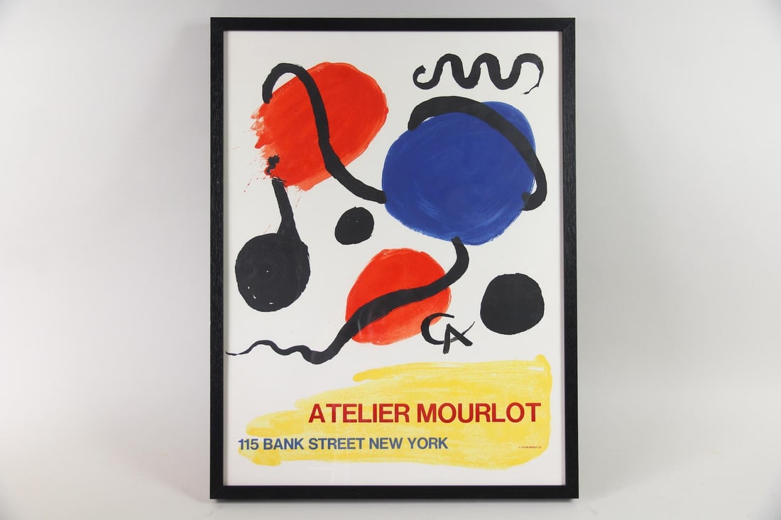 Alexander Calder Poster for Atelier Mourlot 1967: Alexander Calder Poster for Atelier Mourlot 1967. Lithographic poster advertising Atelier Mourlot, a print studio that operated in New York City. Featuring an image by Alexander Calder, signed in plat